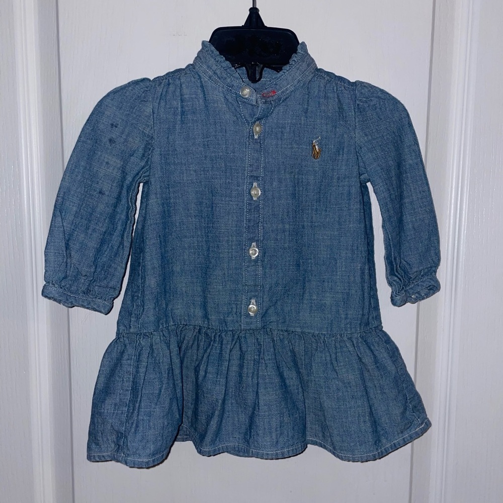 Ralph Lauren Baby Chambray Denim Shirt Dress size 6 months - Picture 1 of 4